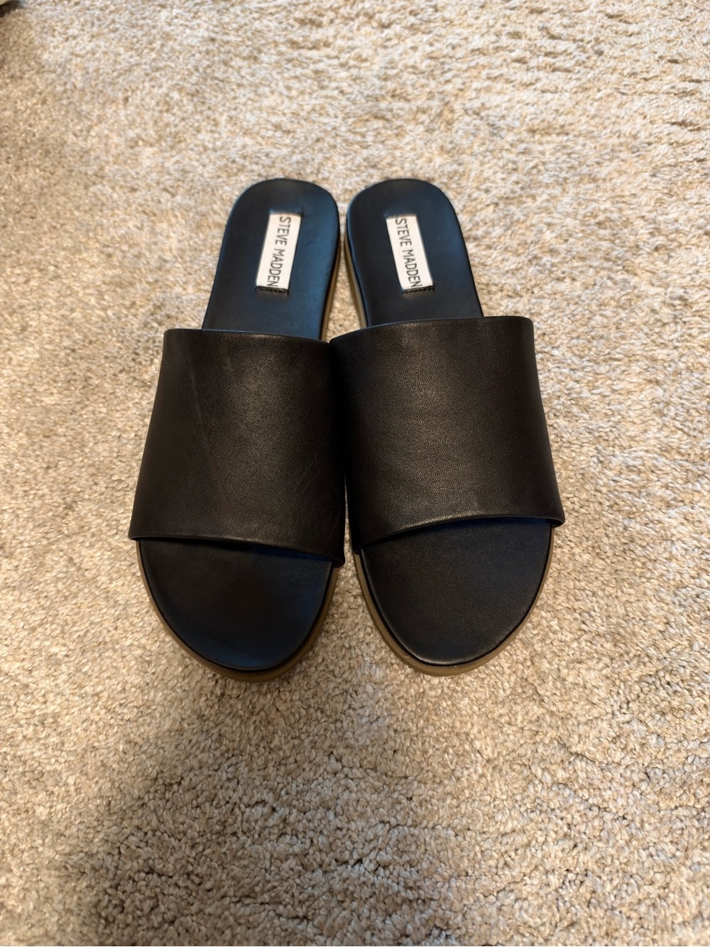 Steve Madden Black Slide Sandals-Size 8